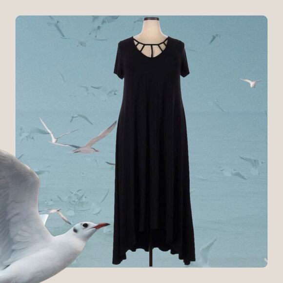 Lane Bryant Dress 14/16  1X Short Sleeve Black Cage Midi NEW NWT - Picture 4 of 8